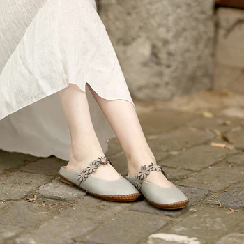 Tayunxing manual pantofi piele naturala piele de Oaie pentru femei papuci floare de vară cool tobogane confort deget de la picior închis de înaltă calitate 306