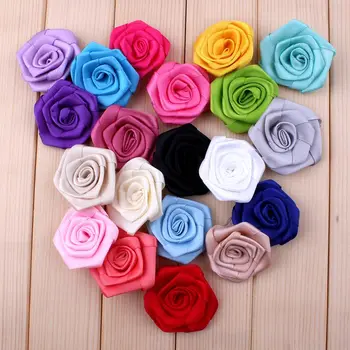 120pcs/lot 4cm 20colors Mini Panglica de Satin Rose Flori Pentru Fete Accesorii de Par Artificiale Flori Tesatura Pentru Copii Benzi