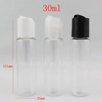 30ml X 100 transparente mici de plastic goale, sticle de cosmetice cu Disc capac de sus 1oz flacon PET-uri ,gol clar recipientul de călătorie