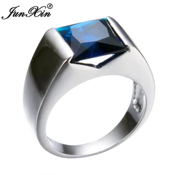 JUNXIN Clasice Mascul Albastru Deget Inelul de Moda Argint 925 Inele Pentru Bărbați Nunta Vintage Inel de Logodna mai Bune Cadouri