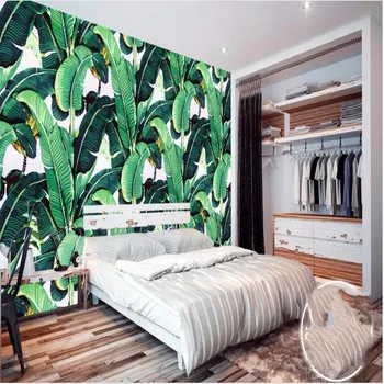 Beibehang Personalizat Tapet de Perete Europeană Stil Retro Pictate manual Tropicale, Plante Frunze de Banane Pastorală Tapet 3D unul dintre un fel