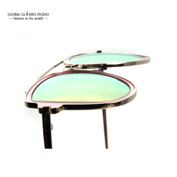 Scut Forma Oglindă ochelari de Soare Moda de Proiectare în aer liber Ochelari de Soare Metal Ochelari de Punte Dublă Bărbați ochelari de Soare RST035