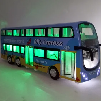 De simulare mare de 1:50 scara aliaj trage înapoi autobuz supraetajat,Desene animate mașină de jucărie,metal model,livrare gratuita
