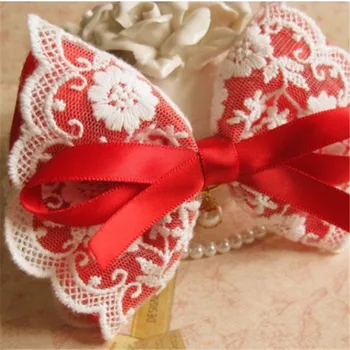 12cm alb/roz/bleumarin/galben/alb floare broderie dantelă asieta DIY Dantela arc de păr ambalare cadou de nunta dantela