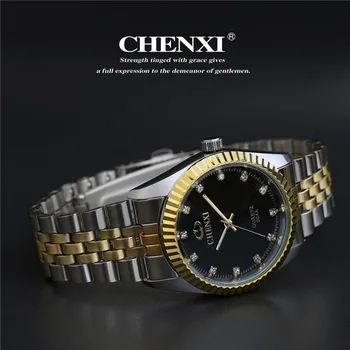 New sosire ChenXI CX-004A Oameni iubitori de ceasuri ceas, oameni plin de oțel ceas de aur de oțel cu impermeabil aur stras ceasuri barbati