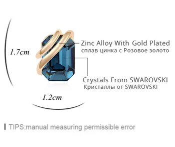 Elegant Albastru De Cristal Cercei Pentru Femei Realizate Cu Elemente Swarovski Spumante De Culoare De Aur Brincos 2018 Cercei Moda Bijuterii