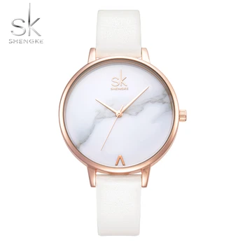 Shengke Brand de Top de Moda Doamnelor Ceasuri Elegante Femei Cuarț Ceas Femei Subțire Ceas de Curea din Piele Montre Femme Marmură Dial SK