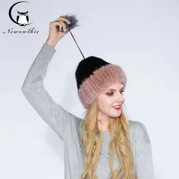 WNAORBM Iarna Fierbinte de Vânzare Nurca Kintting Naturale Caciula de Blana Tânără Dimensiune Poate Regla Blană de Vulpe Minge de Cald Proteja Pălării de Moda