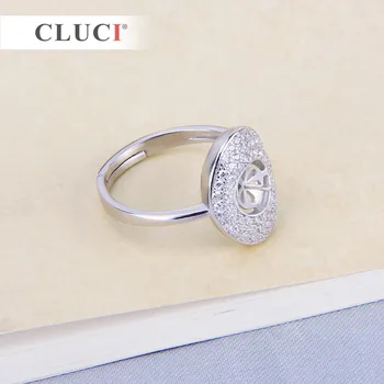 CLUCI femei de moda bijuterii argint 925 inel accesorii Ovale strălucitoare inel reglabil accesoriu,se poate lipi perle pe