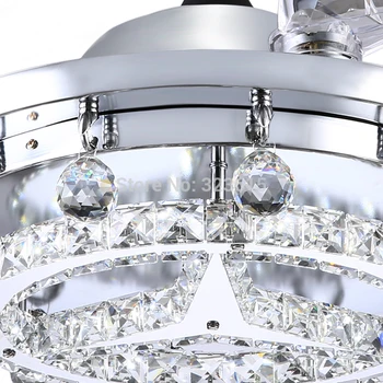 LED Fan Candelabru de Cristal Sala de Mese, Living Fan Droplights Moderne de Perete/de Control de la Distanță Candelabru de Cristal Lumini