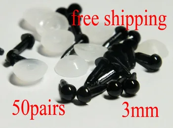 Transport gratuit!!! 3mm negru animal de jucărie de păpuși ochii - kawaii - ac felting - merinos roving - lână - mini - mini - amigurumi