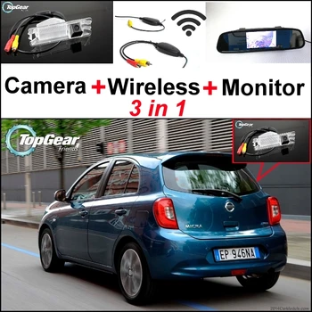 3 in1 Camera Speciala + Receptor + Oglinda Monitoriza Ușor DIY Back-Up Sistem de Parcare Pentru Nissan Micra Martie