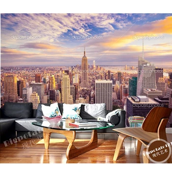 Personalizat imagine de fundal fotografie,New York City Soare orizont.3D picturi murale pentru camera de zi dormitor TV de perete de vinil rezistent la apa papel de parede
