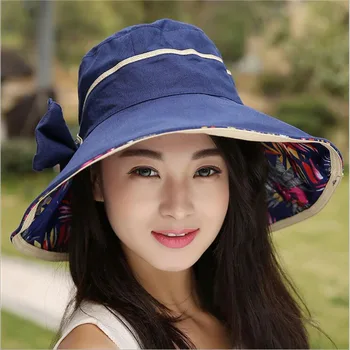 BINGYUANHAOXUAN Pălărie Femei Vara 2018 Floare de Imprimare Wide Floppy Capac Panama palarie de soare pentru Femei Pliabil Partea de Plaja Pălării de Soare Gorros