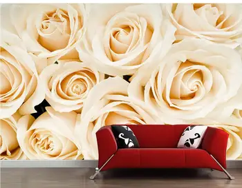 Tapet flori Decor Acasă trandafir Galben în stil European, TV perete de fundal personalizate 3d fotografie tapet