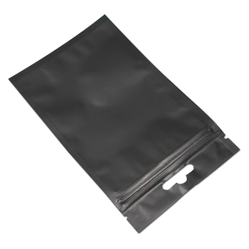 8.5*13cm Negru Folie de Aluminiu / Clear Mat Plastic Resigilabil Supapa Fermoar Husă 50Pcs/ Lot Ambalaj Sac de Depozitare Cu Hang Gaura