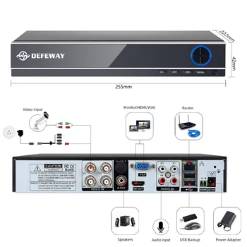 DEFEWAY HD 1080P 4 Canale Sistem CCTV de Supraveghere Video DVR KIT 2 BUC 1200TVL Home Security 4 CH Sistemul de Camera HDD Nou de Sosire