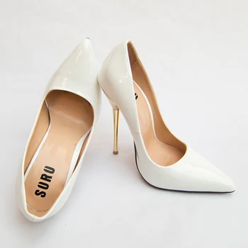 SURU Alb Pompe de Nunta pentru Mireasa și domnișoara de Onoare a Subliniat Toe Tocuri inalte Cu 12cm Goldren cu Toc pentru Femei Pantofi de Partid