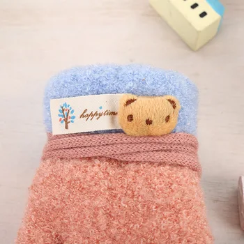 Urs japonez Pandantiv Copii se Tricotează Mănuși pentru Copii îngroșarea Cald Băiat Fete Mănușă de Iarnă jacquard mănuși de Corali Manusi de catifea