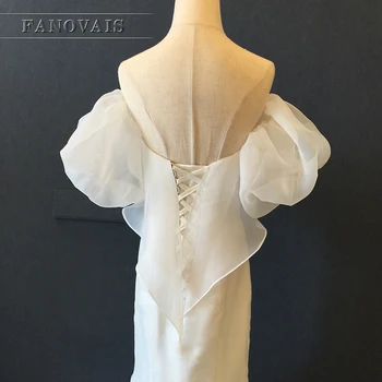 Simplu Vestido De Noiva Elegant Rochie de Mireasa mâneci Organza Lung Rochie de Mireasa Sirena 2017 Dantelă Sus Înapoi ASAF07