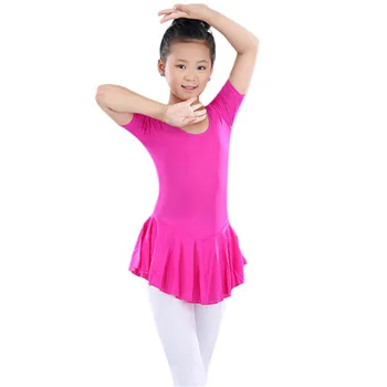 Copil 2-14Y Balet Tutu Tricou Moale rochii de Fată Copilul Gimnastica Rochie de Dans