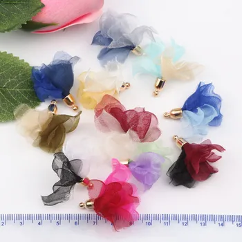 100buc Culoare Mixt 32mm Satin Floare Ciucuri Pandantive Cercei Constatările Colier Pandantiv DIY Pentru Bijuterii Găsirea Accesorii
