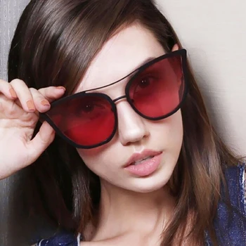 Moda Ochi de Pisică ochelari de Soare pentru Femei Brand Designer de Epocă de Aur a Crescut Oglindă Supradimensionat Ochelari de Soare Plat Doamnelor UV400