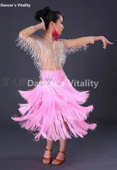 Noi latină ciucure Rochie de Dans pentru Copii Fete de Dans Rochii de Fată Samba Rochie Modernă de Dans, Costume de dans latino costum