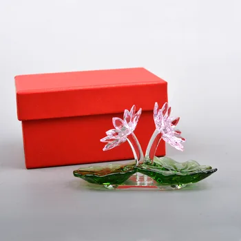 Cristal Floare de lotus Figurina Ornament Prespapier Fereastra Pandantiv ziua de nastere Parte de Nunta Decor Acasă Decorare cadouri Prietena