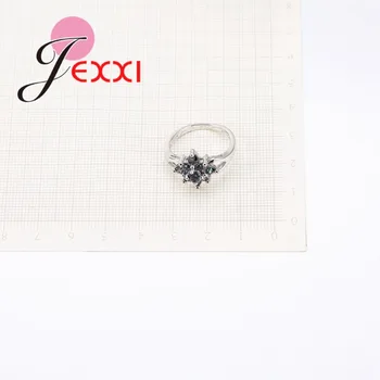 JEXXI Black Rainbow CZ Cristal Inele Bijuterii Argint 925 pentru Femei și Fete Nunta Inel de Logodna Fierbinte de Vânzare