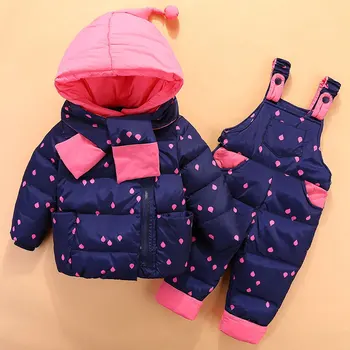 2017 Cald Iarna Salopete Pentru nou-Nascuti Baby Girl Haine pentru Copii Set de articole de Îmbrăcăminte exterioară Copil Fete Jachete de Costum+Pantaloni de Înaltă Calitate
