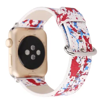 Graffiti Printuri de Trupa Ceas pentru iWatch Apple Watch 38mm 42mm Curea din Piele Seria 1/2/3 Casual Sport Brățară Braț Watchbands