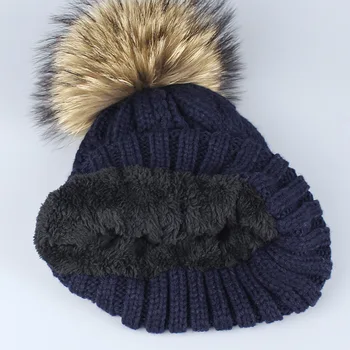2017 Iarnă Pălării Tricotate Pompom Naturala Nurca Blană pentru Femei Măști Cald pentru Snowboarding Iarna Turban pom beanie Oase Gorro Noi