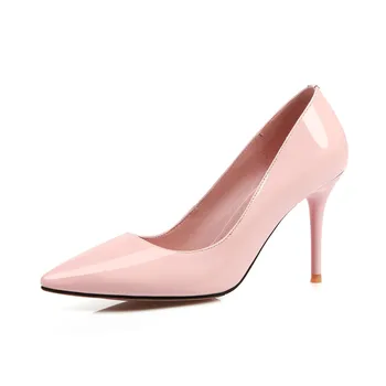 ASUMER noi sosesc femei pompe sexy si damele de pantofi de nunta negru rosu roz subliniat toe din piele pantofi cu tocuri subtiri de mare pantofi