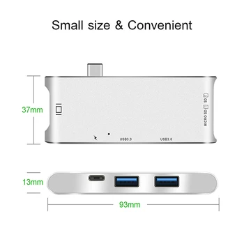 USB de Tip C H-U-B la 4K HDMI 6 in 1 Adaptorului Multiport USB 3.0 USB-C pentru Tipul C de Încărcare S-D/Micro S-D Cititor de Carduri pentru MacBook Pro