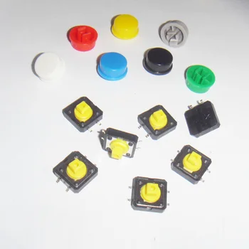 140pcs/lot 12*12*7.3 mm SMD Tactil Buton colorat cu Capac Tact Switch-uri 12x12mm