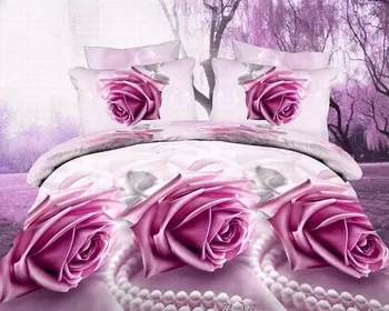 3D Rose set de lenjerie de Pat de imprimare Albastru Violet Roz cuvertură de pat lenjerie de pat duvet cover queen-size dublu complet lenjerie de trandafiri magazin