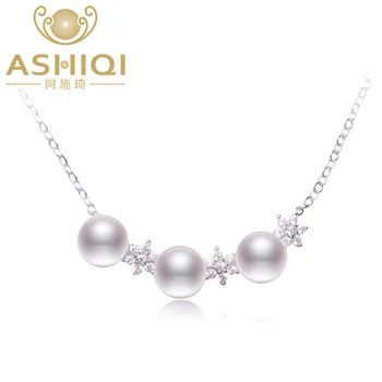 ASHIQI Real Naturale de apă dulce pearl colier argint 925 stele pandantiv colier bijuterii pentru femei