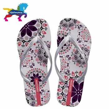 Hotmarzz Femei Vara Boemia De Plajă, Sandale Plate Flip Flops Moda Doamnelor Papuci De Interior Pantofi De Argint Florale Diapozitive