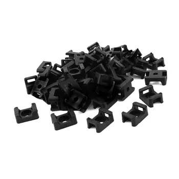 UXCELL Negru de Plastic 9 mm Sârmă Buddle Cablu Cravată Muntele Șa 100buc