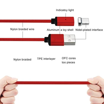 USB de Tip C/IOS/Micro USB 3 în 1 Cablu de Încărcare Magnetic Fast Charger Adapter Nailon Împletite Magnet Sincronizare de Date Incarcator Cablu de Sârmă