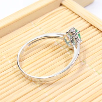 Vintage argint inel de smarald 0.35 ct 4 mm * 5 mm naturale Kenya smarald inel masiv argint 925 inel de smarald pentru nunta