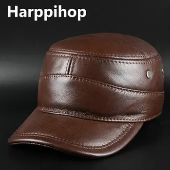 Harppihop Barbati din piele de baseball capac nou de iarna cald real de vacă din piele, șepci, pălării