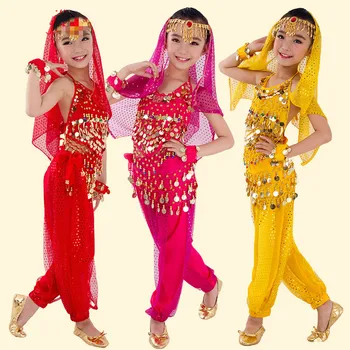 Copii belly dance costum pentru concurență Copil Bollywood Costume de Dans Bellydancer Copii Indian Rochii de Îmbrăcăminte 89