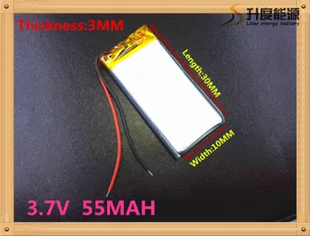 Litru de energie a acumulatorului setul cu cască Bluetooth baterie 3,7 V litiu-polimer baterie 301030 55MAH MP4 MP3 jucărie mică înregistrare pen