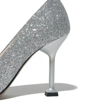 QPLYXCO de Înaltă calitate mic de dimensiuni mari 32-48 Elegante, pantofi de moda femeie fata tocuri inalte pompe petrecere de nunta pantofi femei 8155k-7