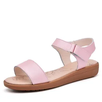 MIUBU 2018 Înaltă Calitate Vară Femei Sandale Confortabile din Piele Plat Confort Sandale Pantofi de damă Femeie de culoare Alb Albastru Roz Sandalias