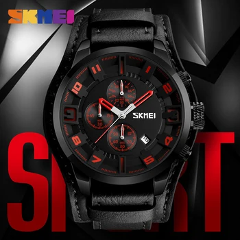 SKMEI Nou Sport Cuarț Ceas pentru Bărbați de Lux Brand de Top de Moda din Piele Ceasuri Impermeabil Ceasuri de mână de sex Masculin Ceas Relogio Masculino