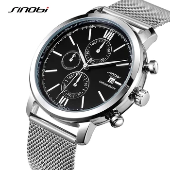 SINOBI Bărbați Ceasuri Sport Cronograf ceas cu Afișare Săptămână Data Plin de Oțel Top Brand de Lux Relogio Masculino