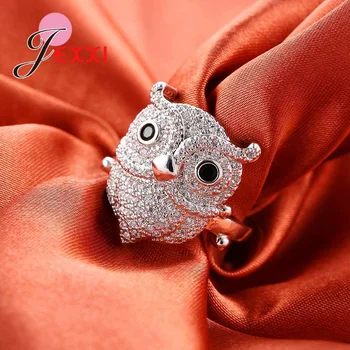 JEXXI Moda Argint 925 Cubic Zircon Petrecere Inele Pentru Femei Animal Bufniță Ring Bijuterii Aliancas De Casamento Femininos